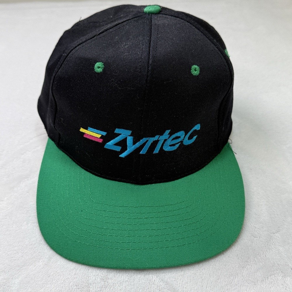 Vintage Zyrtec Promotional Snapbackβ Hat Black Green KC Caps Corporate Logo
